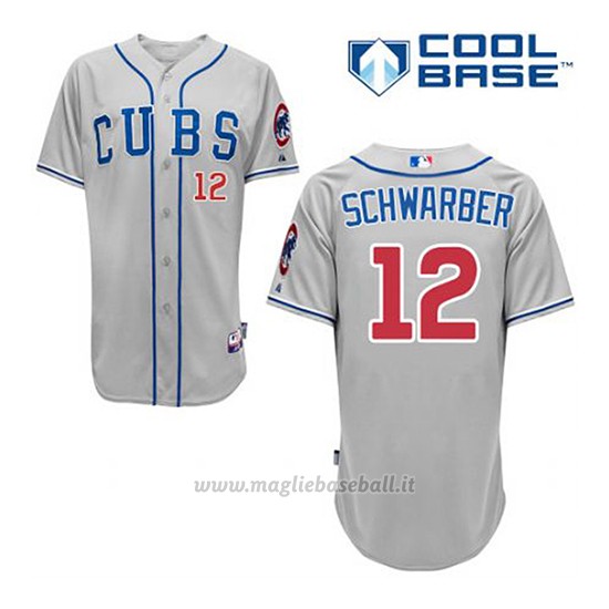 Maglia Baseball Uomo Chicago Cubs 12 Kyle Schwarber Grigio Alterner Cool Base
